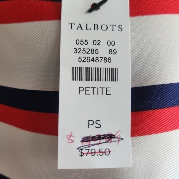 NWT Talbots Blue/White/Red Stripped Sleeveless Square Top size Small Petite - Picture 7 of 9